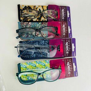 RG0362 Lot of 4 Simply Specs Foster Grant Unisex Reading Glasses With Case +1.25